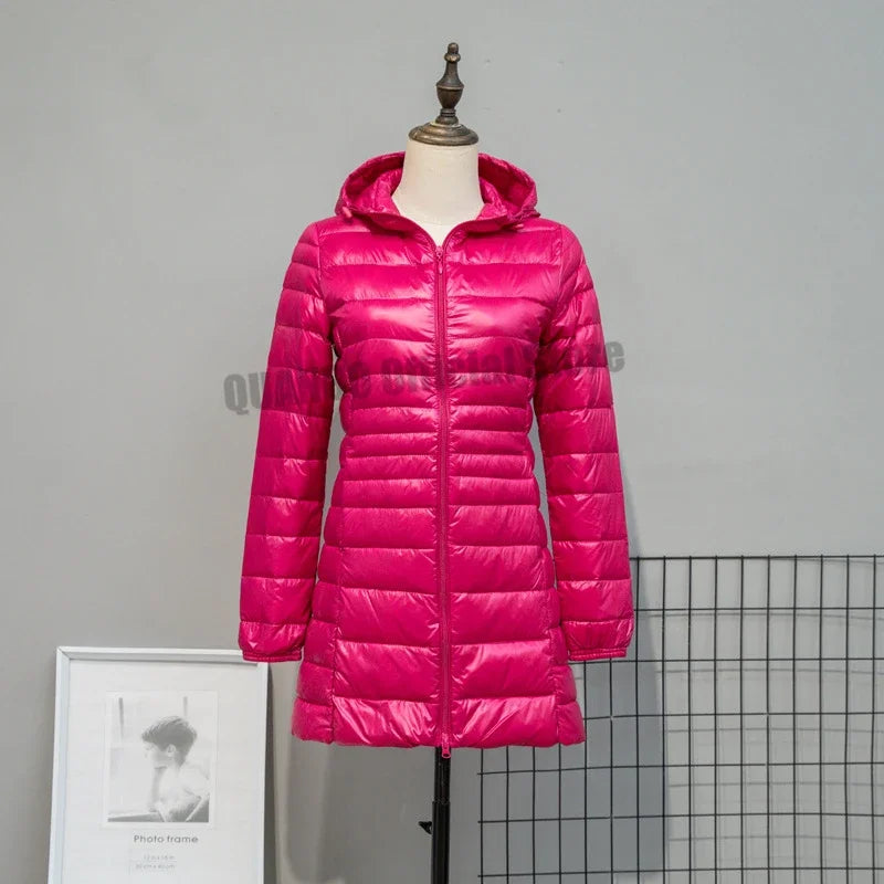 Plus Size Down Jacket 2024 New Arrivals Women Hooded Ultra Light Down Jacket Korean Slim Fit Female Puffer Down Coats
