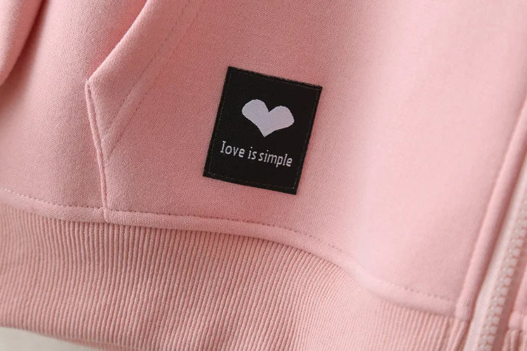 Fall Sports Casual Coat Women 2024 New Plus Size Loose Hooded Sweatshirt Love Label Casual Zip-Up Hoodie 8540