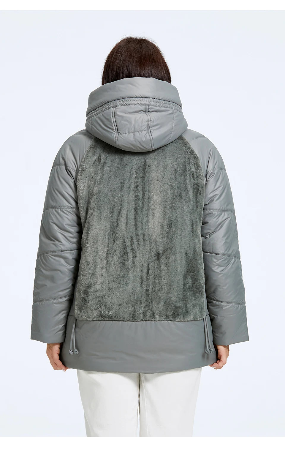 Astrid Plus Size Winter Jacket Women Faux Fur Stitching High Quality Wool Warm Fashion Women's Parka Female Plush Coat Hooded