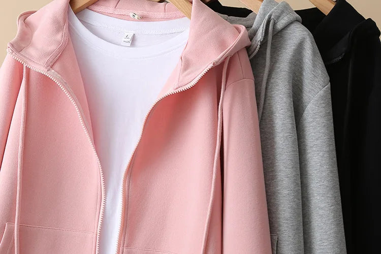 Fall Sports Casual Coat Women 2024 New Plus Size Loose Hooded Sweatshirt Love Label Casual Zip-Up Hoodie 8540