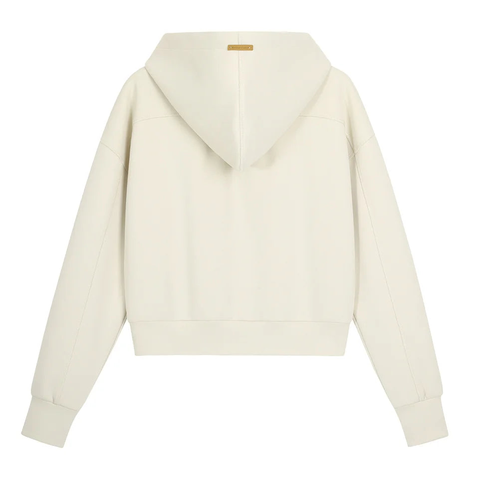 GIBSIE Plus Size Long Sleeve Zip Up Cropped Hoodies Women Spring Autumn Drawstring Hooded Casual Short Woman Tracksuit Tops New