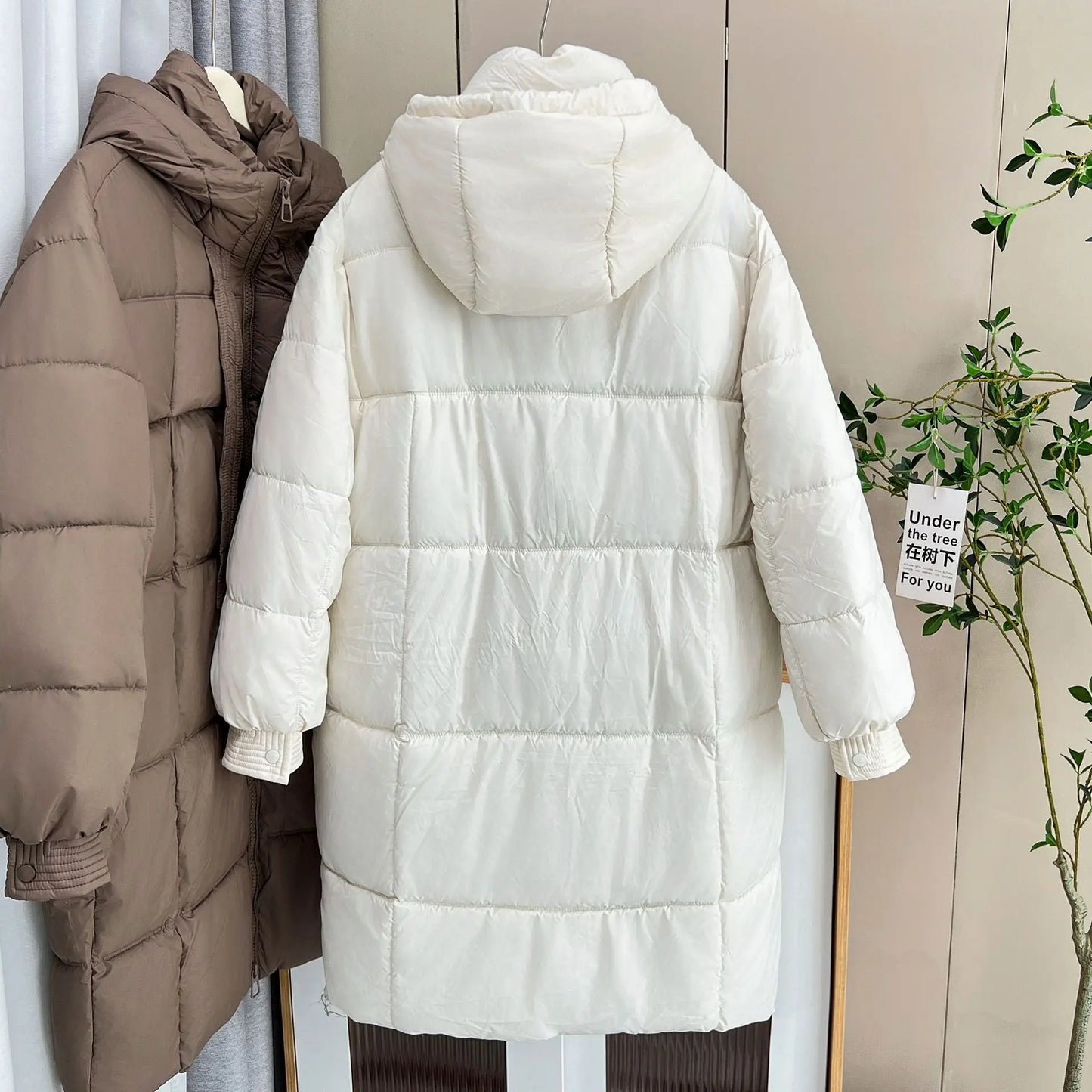 Plus Size Women x-long Parka Winter Loose Design Ribbon Hooded Thicken Warm Cotton-padded Jacket 137
