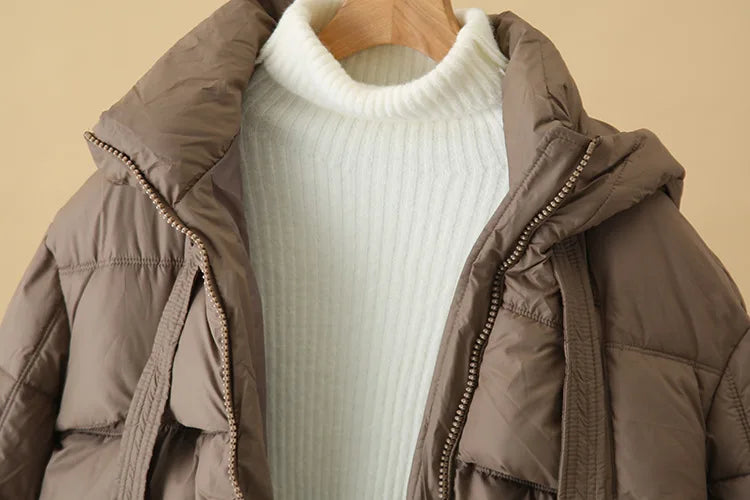 Plus Size Women x-long Parka Winter Loose Design Ribbon Hooded Thicken Warm Cotton-padded Jacket 137