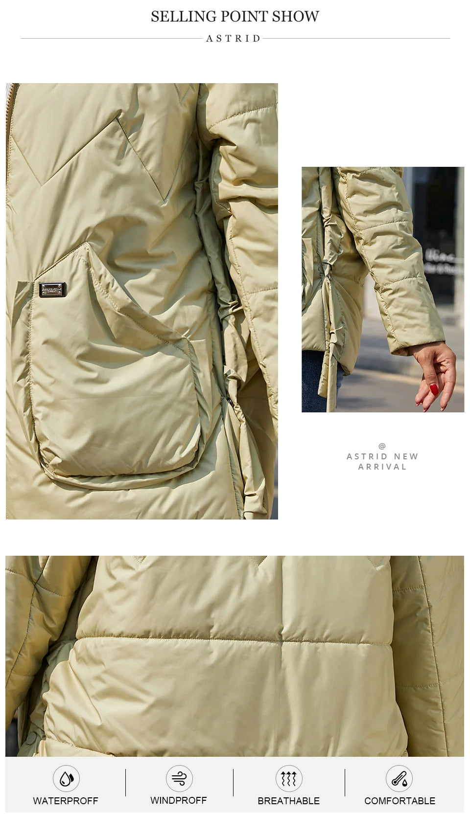 Astrid 2022 Spring Women Parkas Plus Size Short Grey Padded Down Coats Hooded Women's Jacket Fashion Outerwear Quilted AM-10075