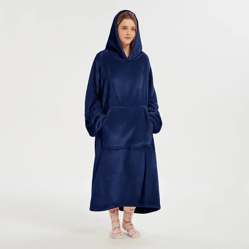 Wearable Blanket Hoodie for Women and Men, Oversized Hooded Blankets Sweatshirt, Cozy and Warm Fleece Blanket with Sleeves