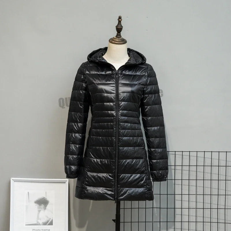 Plus Size Down Jacket 2024 New Arrivals Women Hooded Ultra Light Down Jacket Korean Slim Fit Female Puffer Down Coats