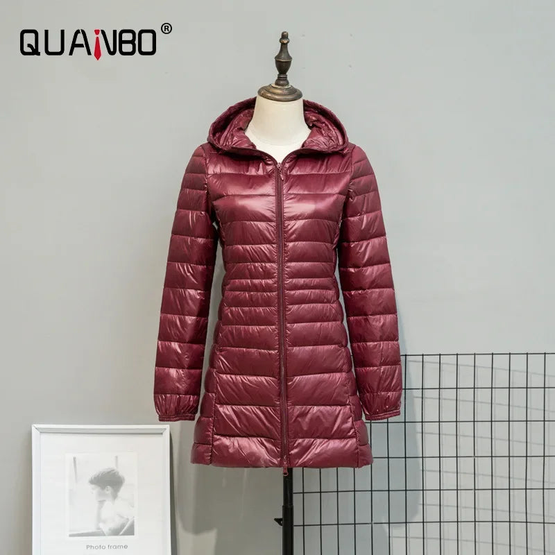 Plus Size Down Jacket 2024 New Arrivals Women Hooded Ultra Light Down Jacket Korean Slim Fit Female Puffer Down Coats