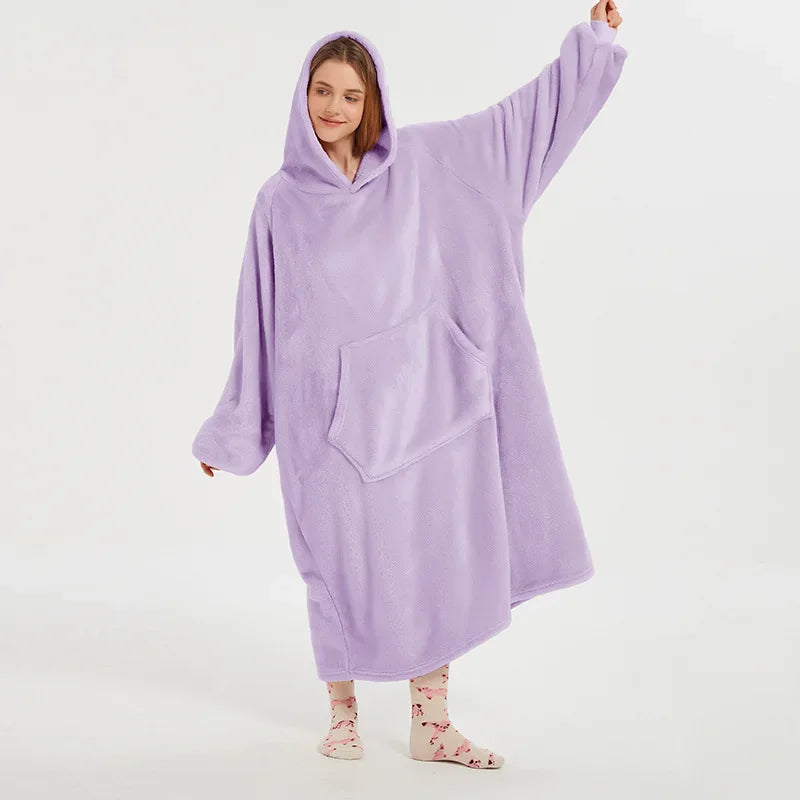 Wearable Blanket Hoodie for Women and Men, Oversized Hooded Blankets Sweatshirt, Cozy and Warm Fleece Blanket with Sleeves