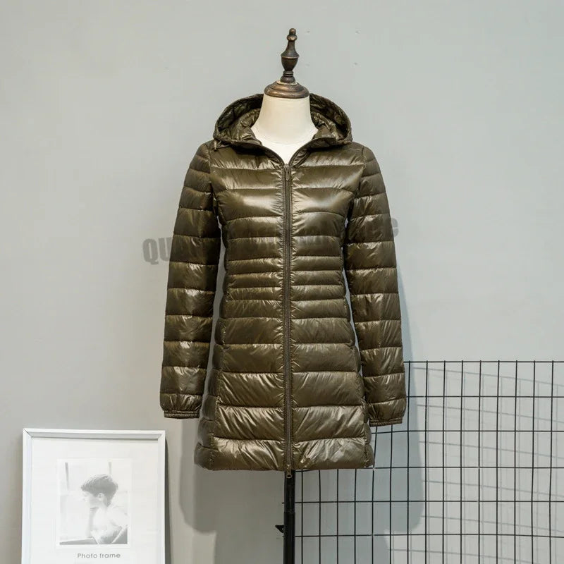 Plus Size Down Jacket 2024 New Arrivals Women Hooded Ultra Light Down Jacket Korean Slim Fit Female Puffer Down Coats