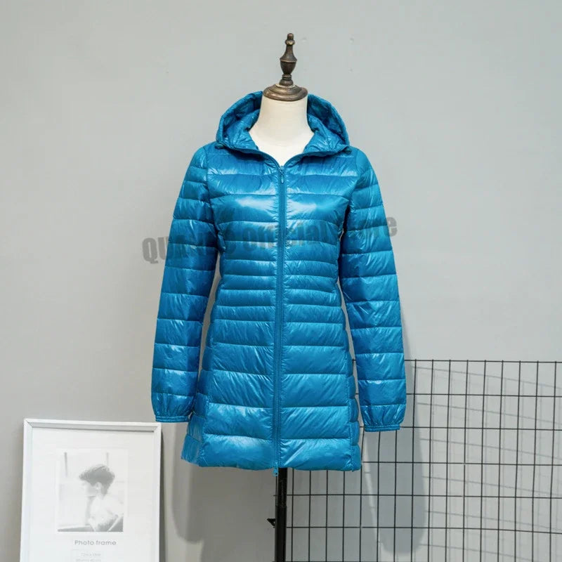 Plus Size Down Jacket 2024 New Arrivals Women Hooded Ultra Light Down Jacket Korean Slim Fit Female Puffer Down Coats