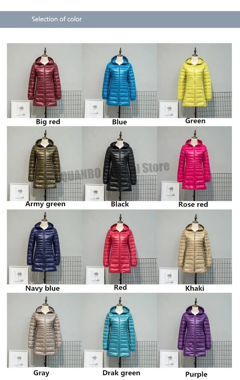 Plus Size Down Jacket 2024 New Arrivals Women Hooded Ultra Light Down Jacket Korean Slim Fit Female Puffer Down Coats