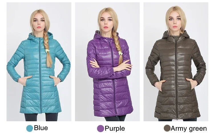 Plus Size Down Jacket 2024 New Arrivals Women Hooded Ultra Light Down Jacket Korean Slim Fit Female Puffer Down Coats