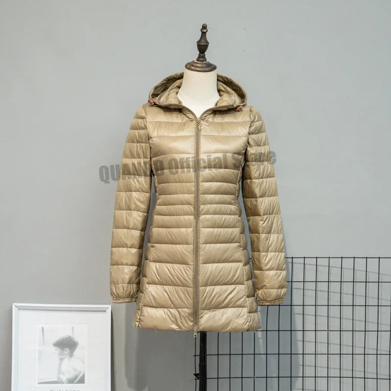 Plus Size Down Jacket 2024 New Arrivals Women Hooded Ultra Light Down Jacket Korean Slim Fit Female Puffer Down Coats