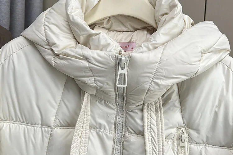 Plus Size Women x-long Parka Winter Loose Design Ribbon Hooded Thicken Warm Cotton-padded Jacket 137