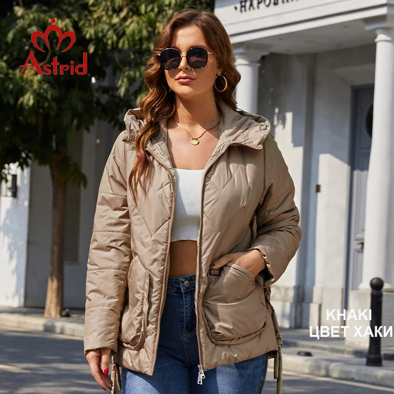 Astrid 2022 Spring Women Parkas Plus Size Short Grey Padded Down Coats Hooded Women's Jacket Fashion Outerwear Quilted AM-10075