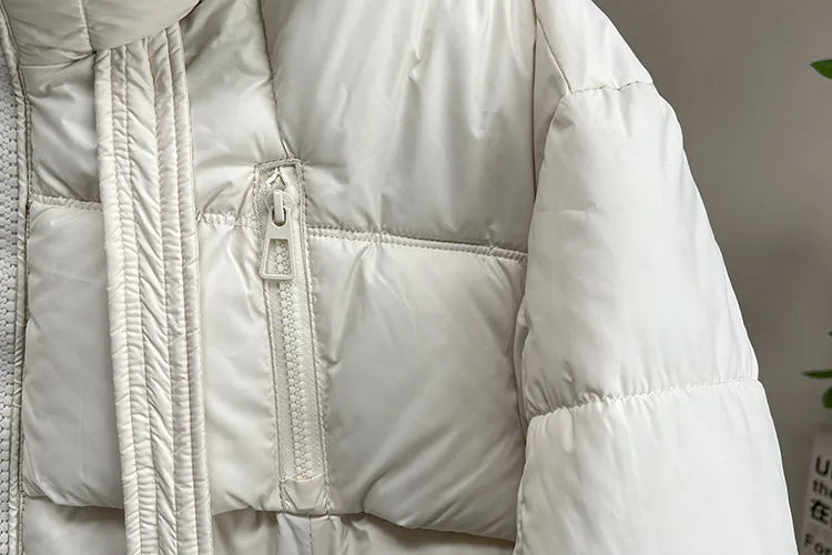 Plus Size Women x-long Parka Winter Loose Design Ribbon Hooded Thicken Warm Cotton-padded Jacket 137