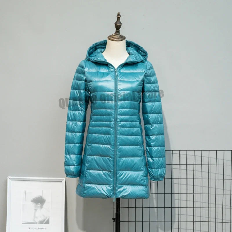 Plus Size Down Jacket 2024 New Arrivals Women Hooded Ultra Light Down Jacket Korean Slim Fit Female Puffer Down Coats