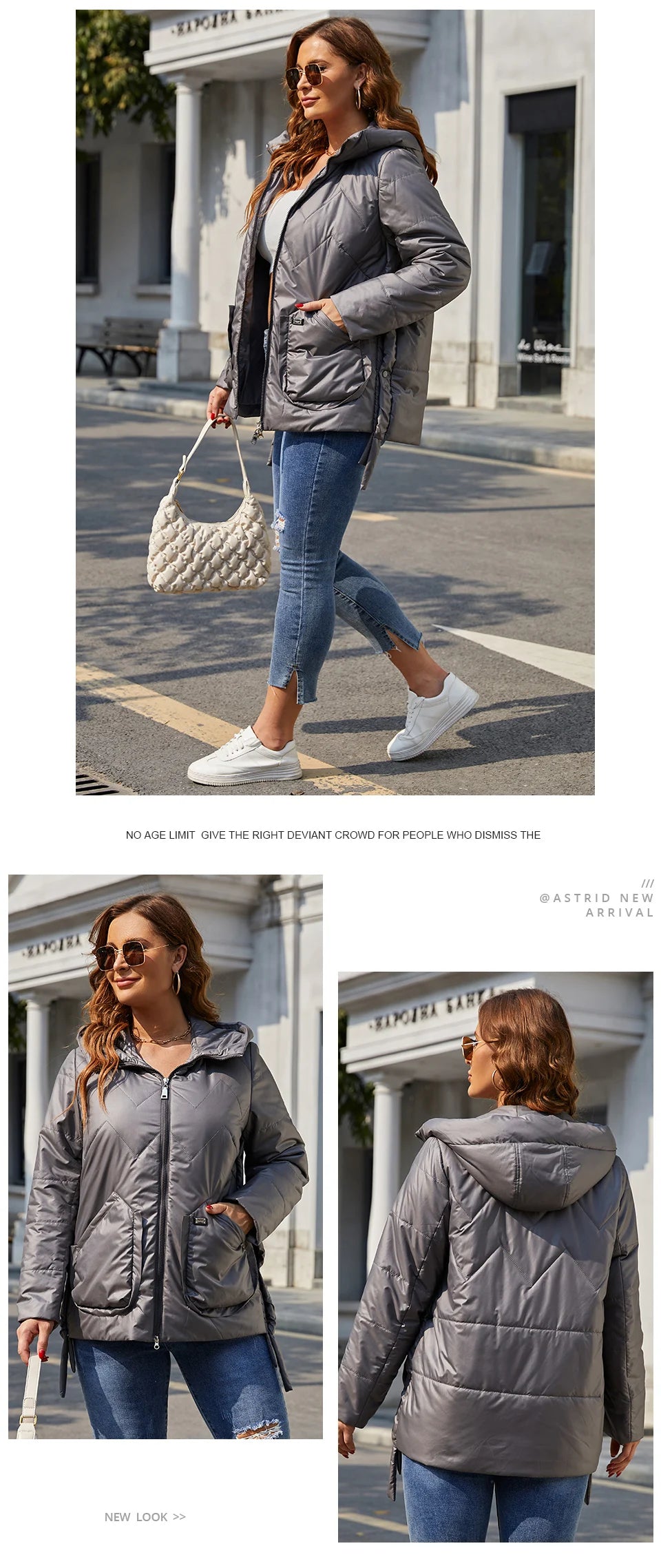 Astrid 2022 Spring Women Parkas Plus Size Short Grey Padded Down Coats Hooded Women's Jacket Fashion Outerwear Quilted AM-10075