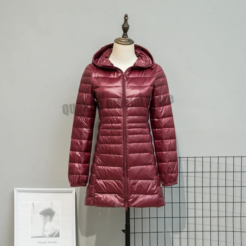 Plus Size Down Jacket 2024 New Arrivals Women Hooded Ultra Light Down Jacket Korean Slim Fit Female Puffer Down Coats