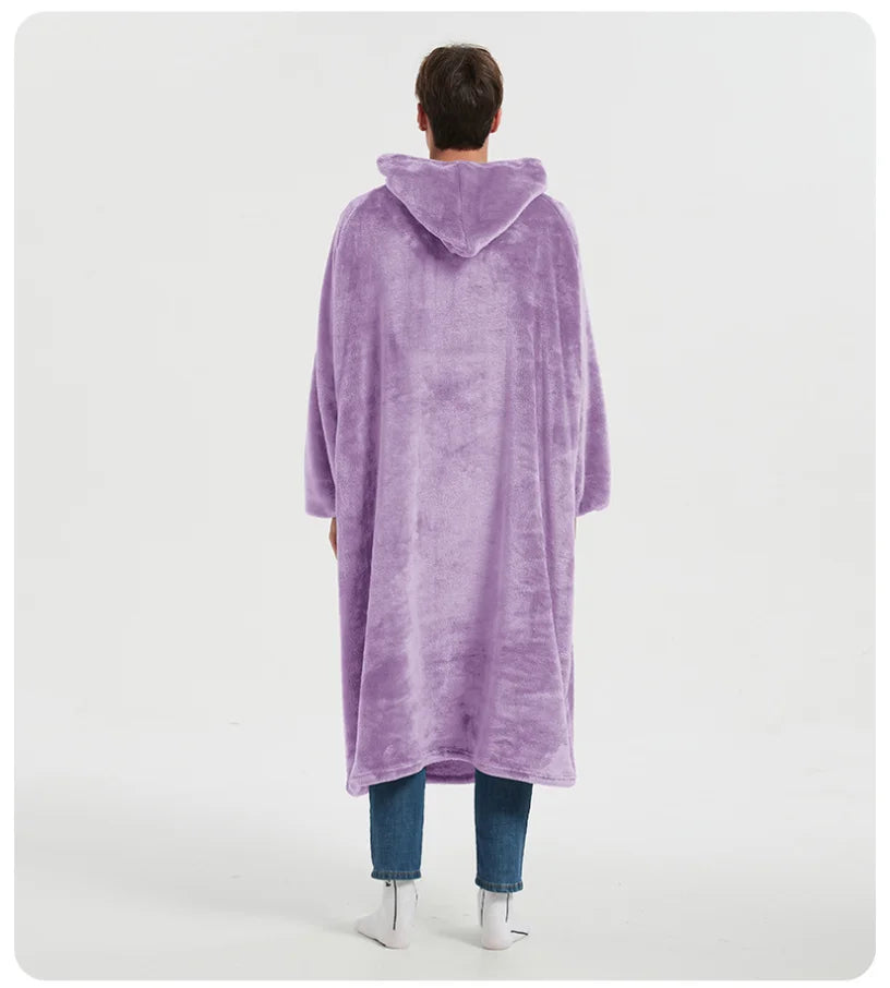 Wearable Blanket Hoodie for Women and Men, Oversized Hooded Blankets Sweatshirt, Cozy and Warm Fleece Blanket with Sleeves