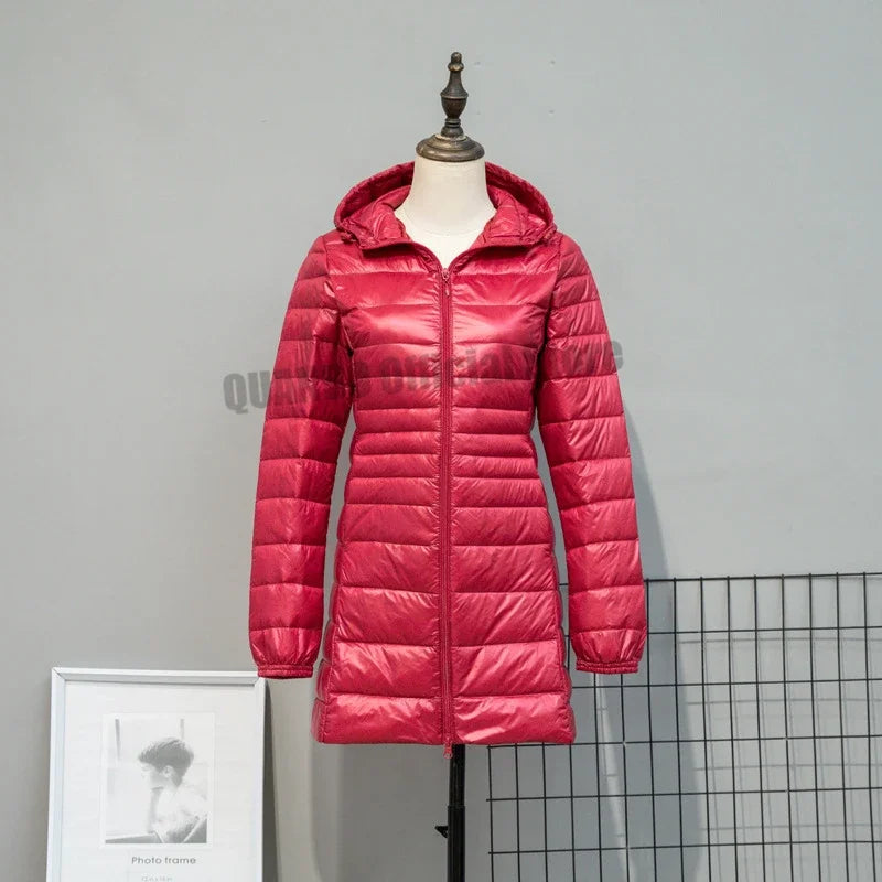 Plus Size Down Jacket 2024 New Arrivals Women Hooded Ultra Light Down Jacket Korean Slim Fit Female Puffer Down Coats