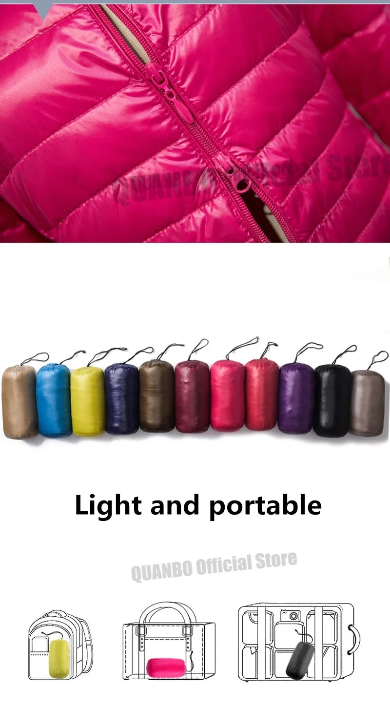 Plus Size Down Jacket 2024 New Arrivals Women Hooded Ultra Light Down Jacket Korean Slim Fit Female Puffer Down Coats