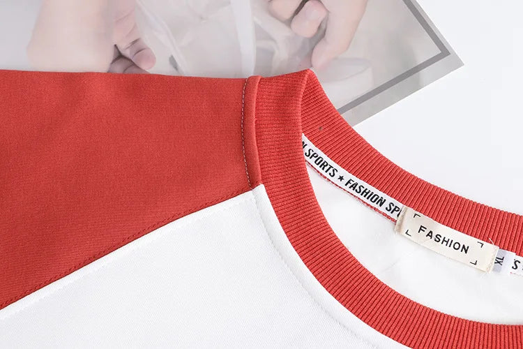Plus Size Women Hoodie Spring/Autumn Long Sleeve Tops Female Loose Casual Block Color Embroidered Sweatshirt 2203