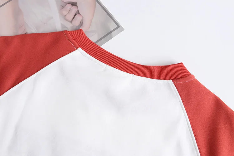 Plus Size Women Hoodie Spring/Autumn Long Sleeve Tops Female Loose Casual Block Color Embroidered Sweatshirt 2203