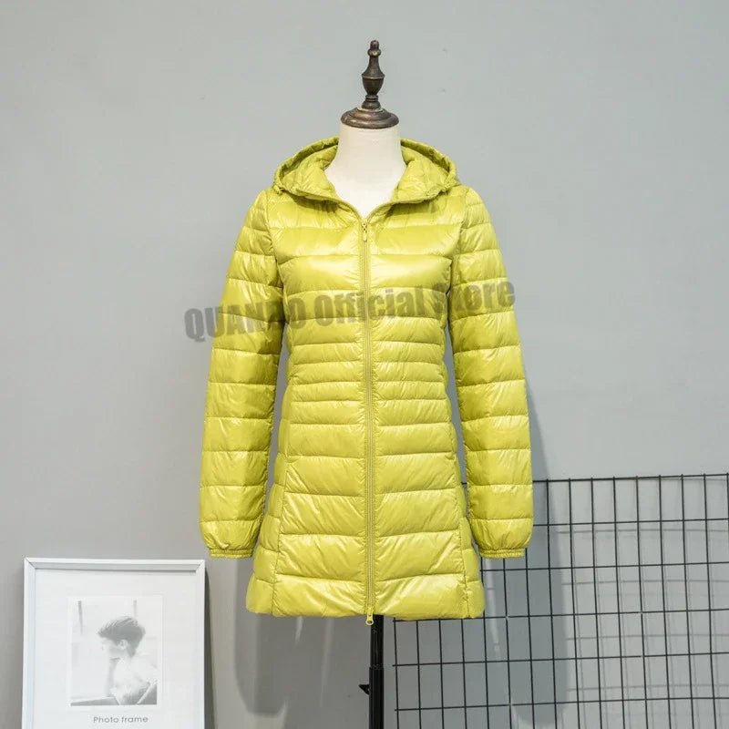 Plus Size Down Jacket 2024 New Arrivals Women Hooded Ultra Light Down Jacket Korean Slim Fit Female Puffer Down Coats