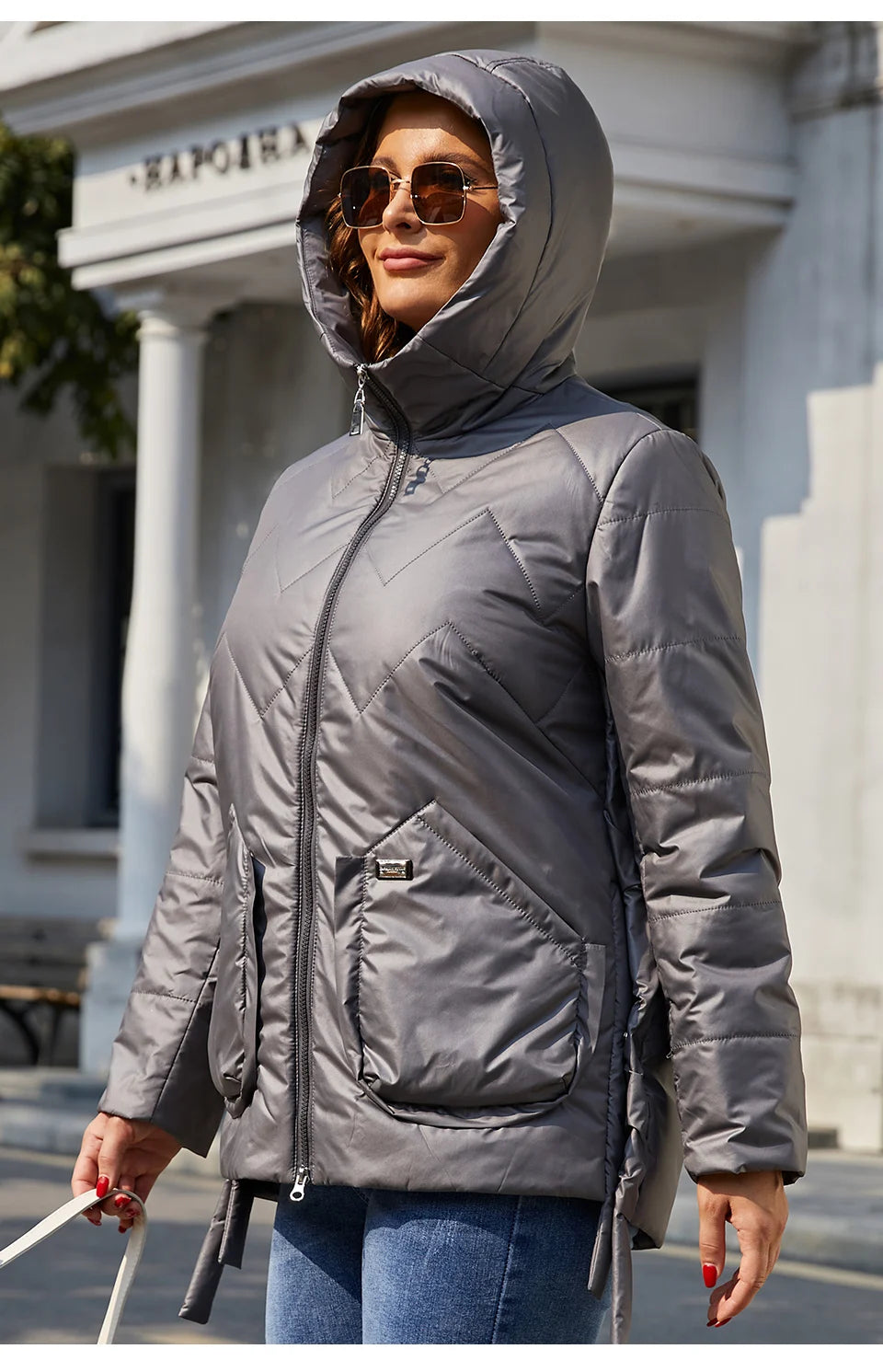 Astrid 2022 Spring Women Parkas Plus Size Short Grey Padded Down Coats Hooded Women's Jacket Fashion Outerwear Quilted AM-10075