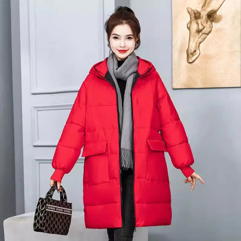 Super Large Size Winter Long Coat Women's Cotton-padded Jacket Oversize Loose Parkas Hooded Thicken Overcoat Plus Size XL-8XL