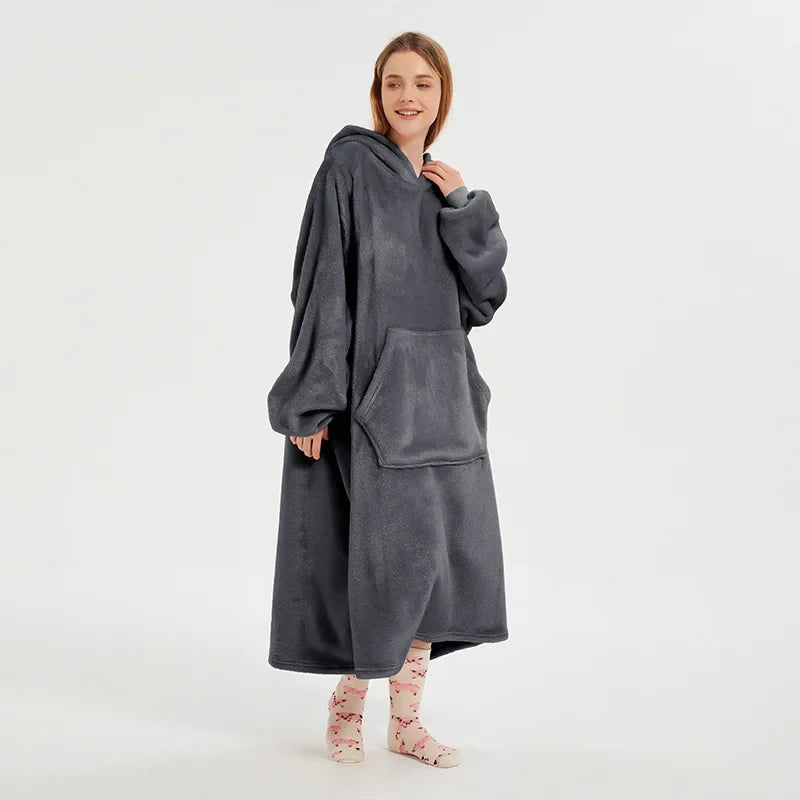 Wearable Blanket Hoodie for Women and Men, Oversized Hooded Blankets Sweatshirt, Cozy and Warm Fleece Blanket with Sleeves