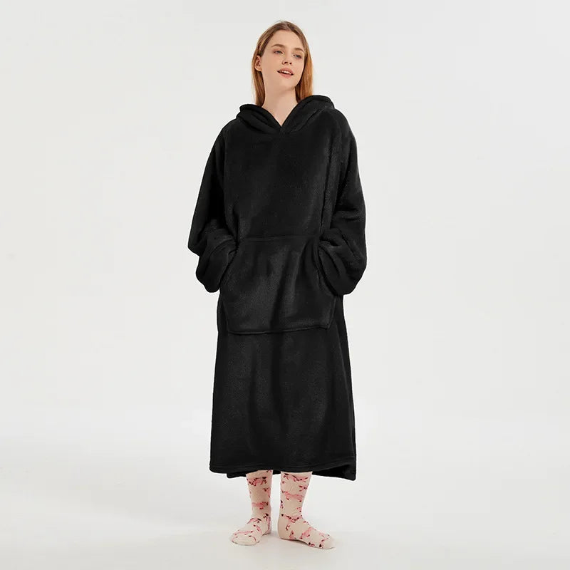 Wearable Blanket Hoodie for Women and Men, Oversized Hooded Blankets Sweatshirt, Cozy and Warm Fleece Blanket with Sleeves