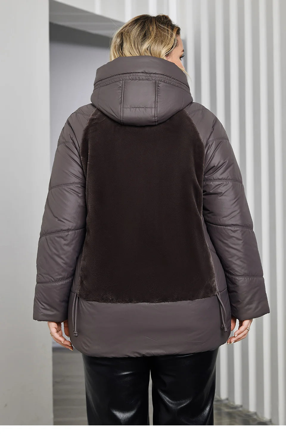 Astrid Plus Size Winter Jacket Women Faux Fur Stitching High Quality Wool Warm Fashion Women's Parka Female Plush Coat Hooded