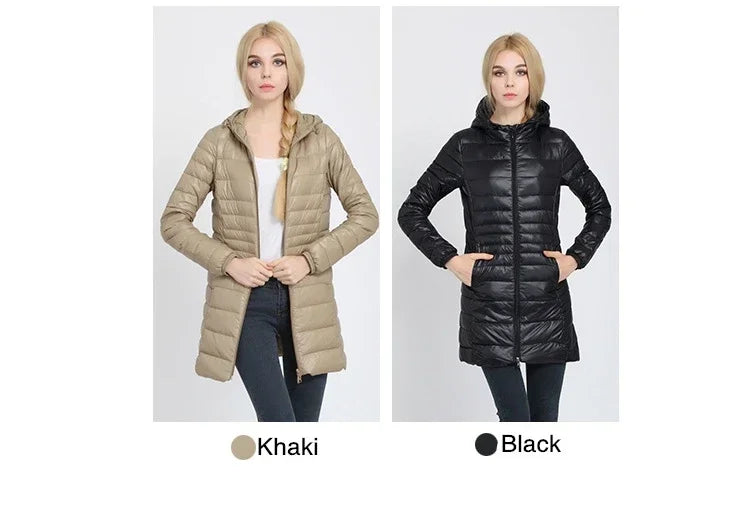 Plus Size Down Jacket 2024 New Arrivals Women Hooded Ultra Light Down Jacket Korean Slim Fit Female Puffer Down Coats