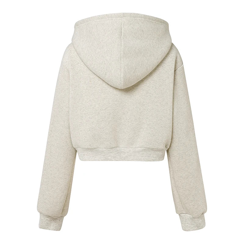 Plus Size VONDA Fashion Hooded Sweatshirts Women Long Sleeve Causal Solid Color Zipper Pullover Soprt Simple Hoodies Oversized
