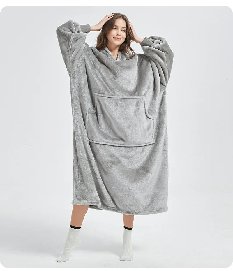 Wearable Blanket Hoodie for Women and Men, Oversized Hooded Blankets Sweatshirt, Cozy and Warm Fleece Blanket with Sleeves