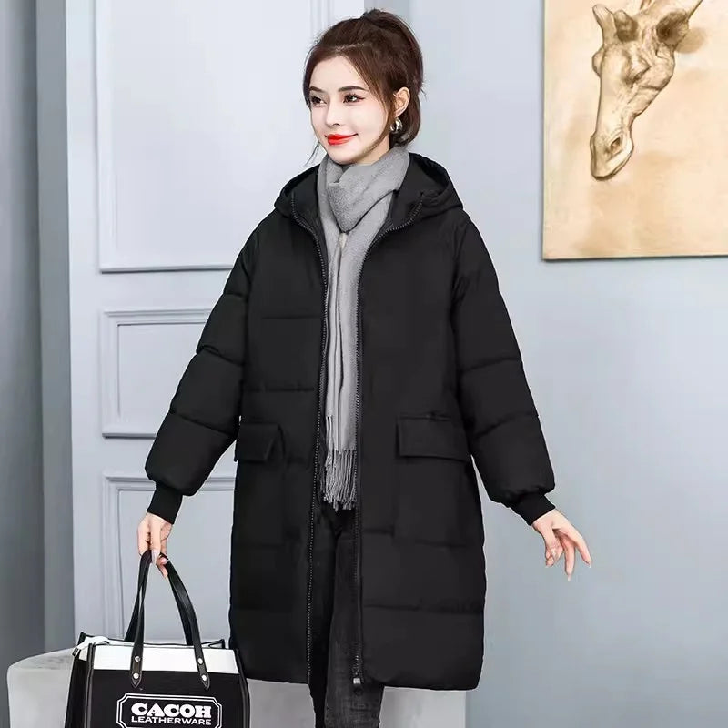 Super Large Size Winter Long Coat Women's Cotton-padded Jacket Oversize Loose Parkas Hooded Thicken Overcoat Plus Size XL-8XL