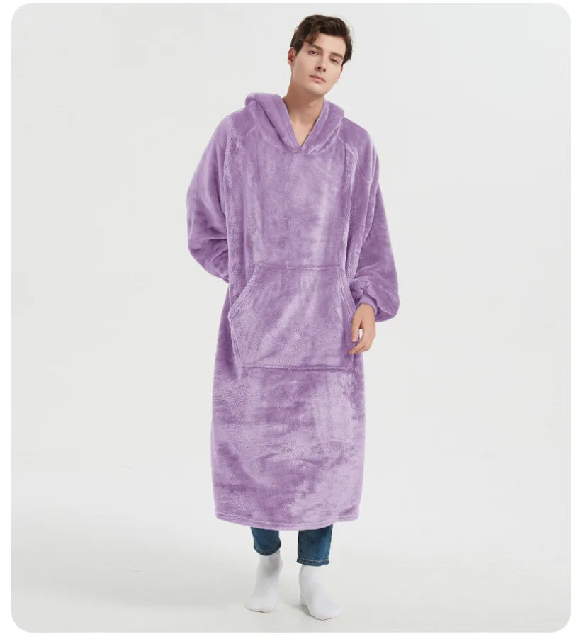 Wearable Blanket Hoodie for Women and Men, Oversized Hooded Blankets Sweatshirt, Cozy and Warm Fleece Blanket with Sleeves
