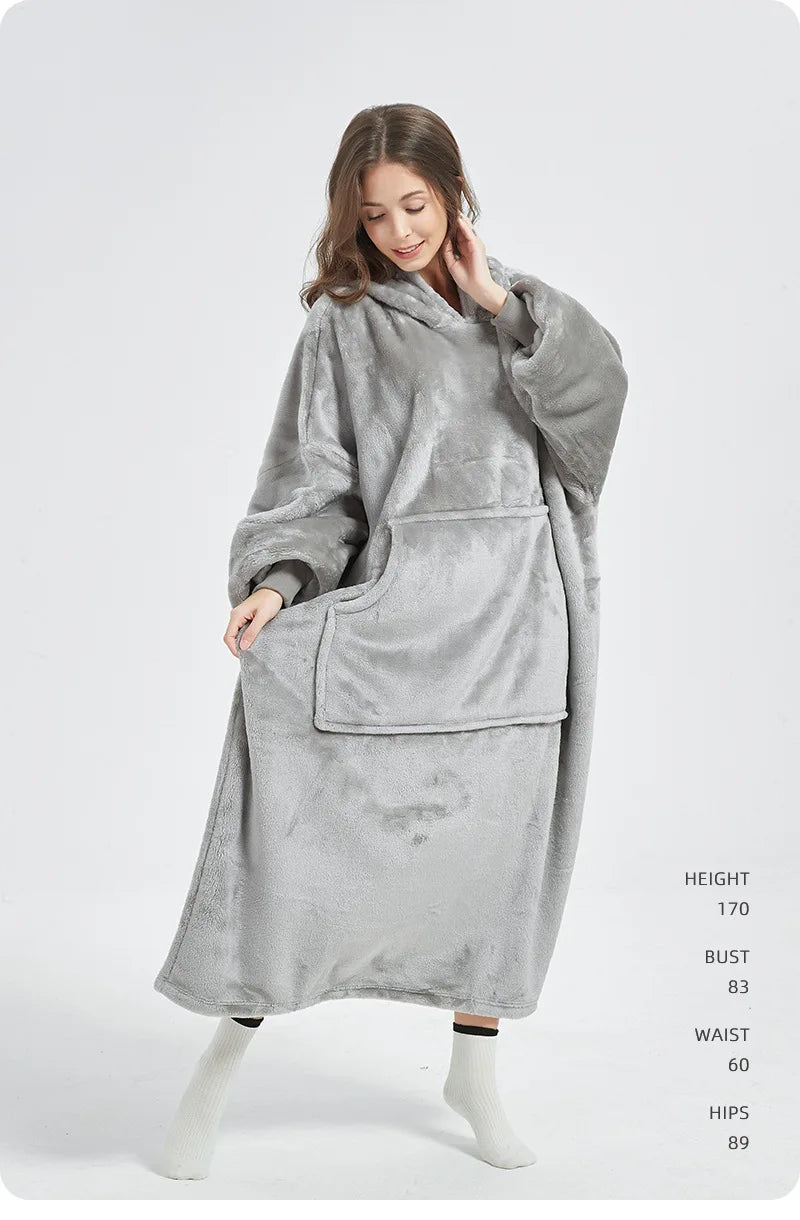 Wearable Blanket Hoodie for Women and Men, Oversized Hooded Blankets Sweatshirt, Cozy and Warm Fleece Blanket with Sleeves