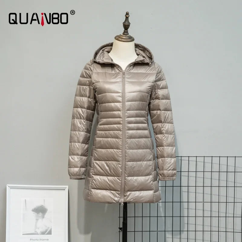 Plus Size Down Jacket 2024 New Arrivals Women Hooded Ultra Light Down Jacket Korean Slim Fit Female Puffer Down Coats