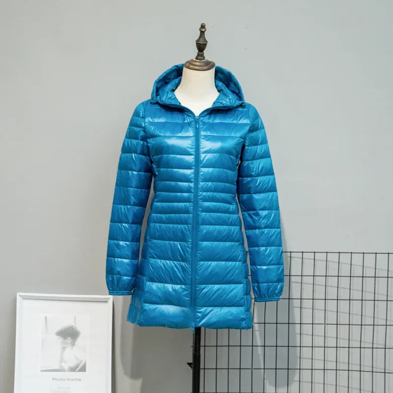 Plus Size Down Jacket 2024 New Arrivals Women Hooded Ultra Light Down Jacket Korean Slim Fit Female Puffer Down Coats