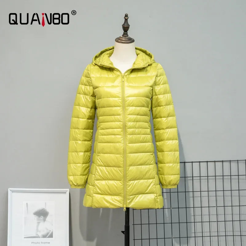 Plus Size Down Jacket 2024 New Arrivals Women Hooded Ultra Light Down Jacket Korean Slim Fit Female Puffer Down Coats