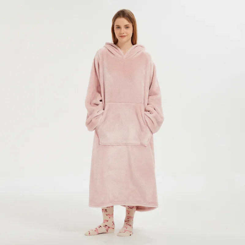 Wearable Blanket Hoodie for Women and Men, Oversized Hooded Blankets Sweatshirt, Cozy and Warm Fleece Blanket with Sleeves