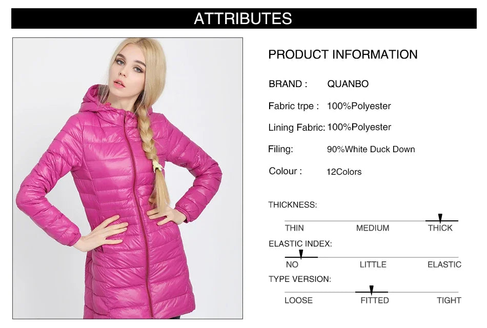 Plus Size Down Jacket 2024 New Arrivals Women Hooded Ultra Light Down Jacket Korean Slim Fit Female Puffer Down Coats