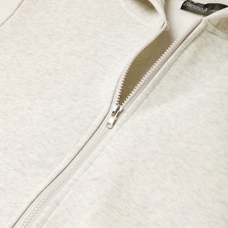 Plus Size VONDA Fashion Hooded Sweatshirts Women Long Sleeve Causal Solid Color Zipper Pullover Soprt Simple Hoodies Oversized