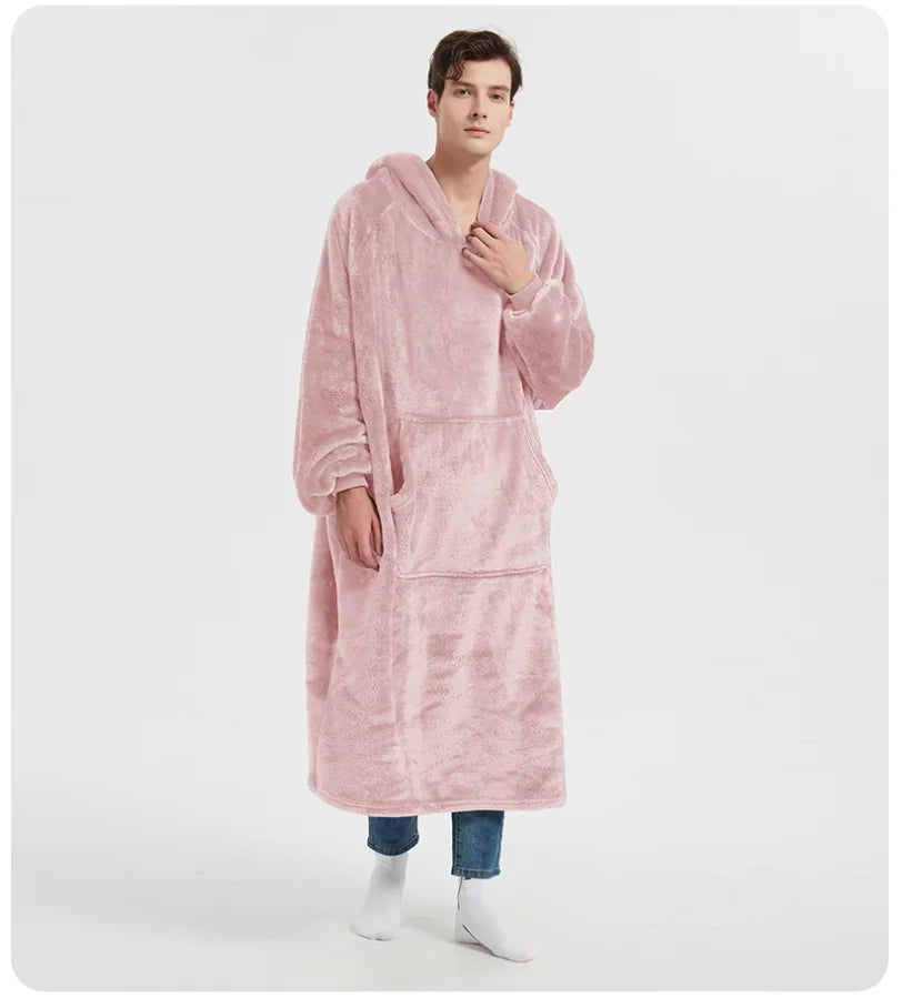 Wearable Blanket Hoodie for Women and Men, Oversized Hooded Blankets Sweatshirt, Cozy and Warm Fleece Blanket with Sleeves