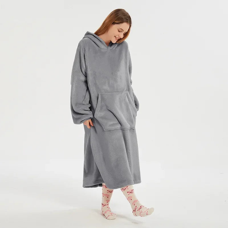 Wearable Blanket Hoodie for Women and Men, Oversized Hooded Blankets Sweatshirt, Cozy and Warm Fleece Blanket with Sleeves