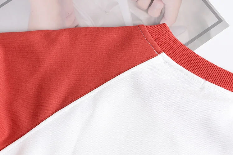 Plus Size Women Hoodie Spring/Autumn Long Sleeve Tops Female Loose Casual Block Color Embroidered Sweatshirt 2203