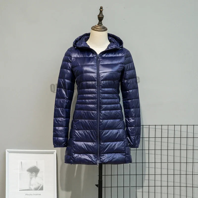 Plus Size Down Jacket 2024 New Arrivals Women Hooded Ultra Light Down Jacket Korean Slim Fit Female Puffer Down Coats